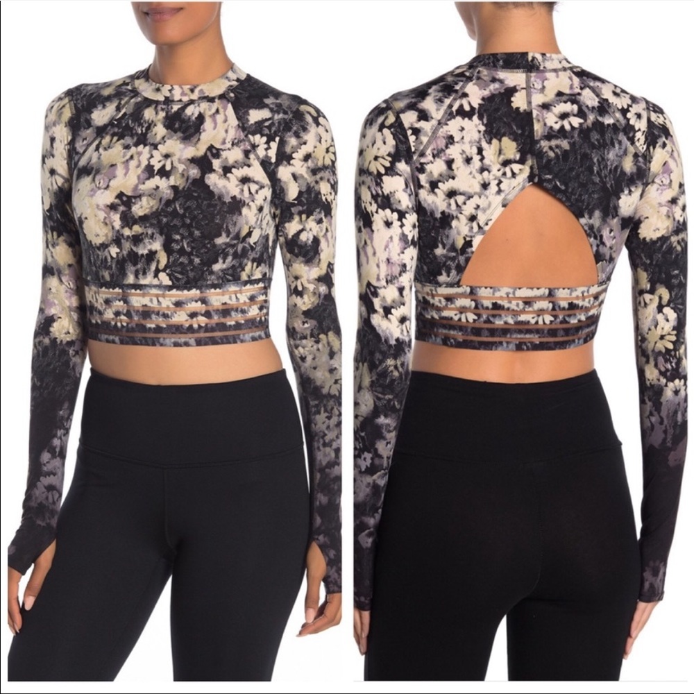 Free people floral workout crop top yoga